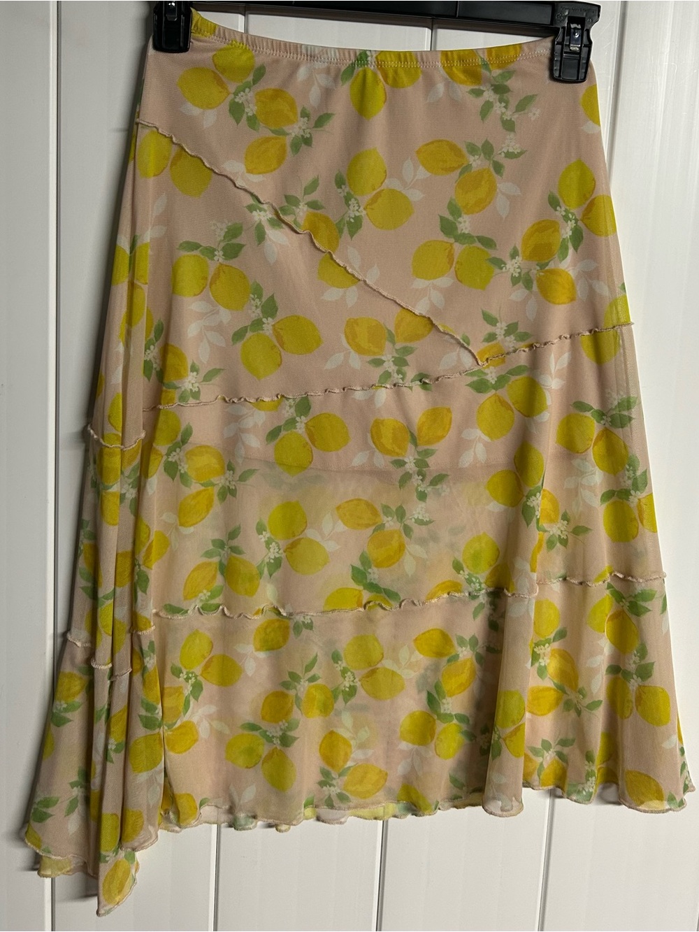 See You Monday Yellow Lemon-Print Asymmetrical Skirt